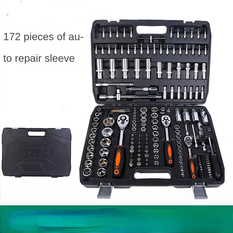 Workshop Tools Trolley - 172-teiliger Autoreparatur-Werkzeugsatz, Steckschlüssel-Ratschenschlüssel-Set, Werkzeugkasten, Autoreparatur-Set, mechanische