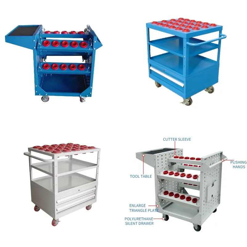 Workshop Tools Trolley - Robuster Werkstatt-CNC-Werkzeughalter-Aufbewahrungswagen mit CNC-Werkzeughalter BT30/40/50/60 HSK40/63/80/100