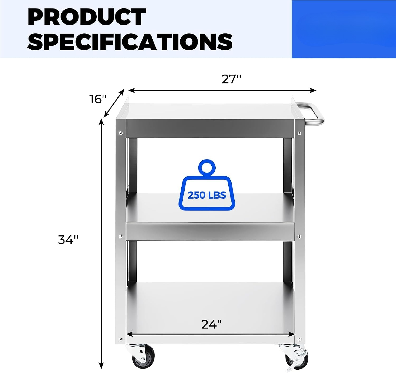 3-stöckiger Edelstahl-Rollwage – Workshop Tools Trolley Bewertung und Preis